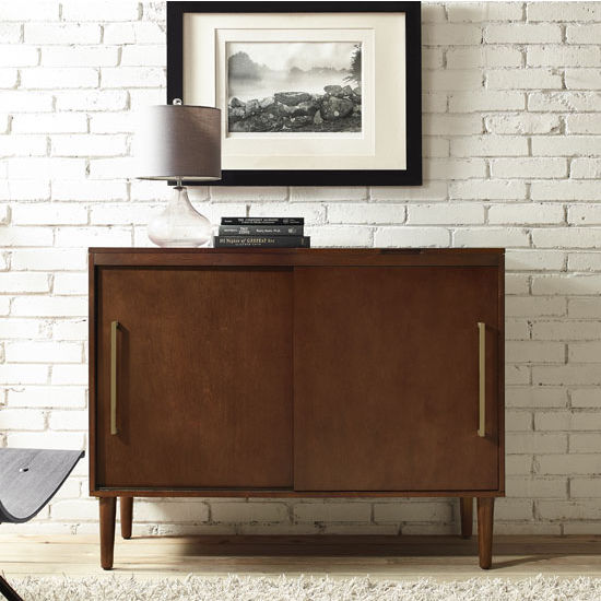 crosley furniture everett media console with record storage in