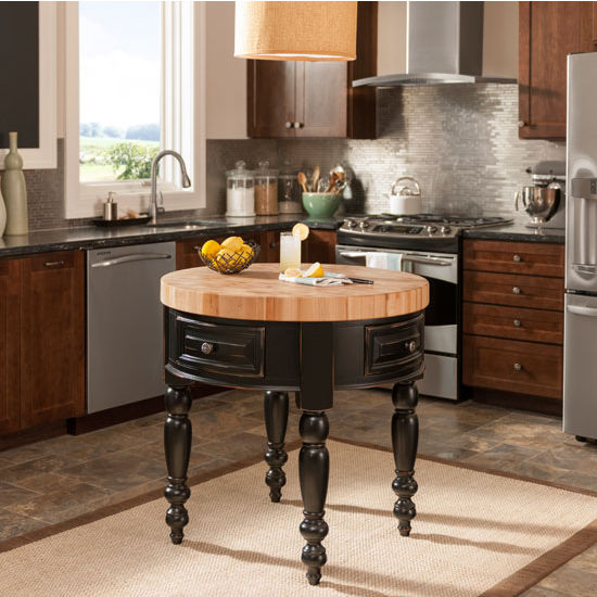 Jeffrey Alexander Round Petite Kitchen Island with Butcher ...