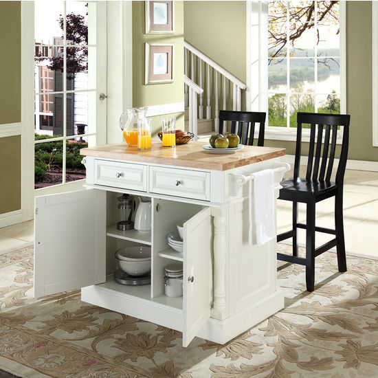 Crosley Furniture Butcher Block Top Kitchen Island with ...