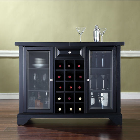 Crosley Furniture LaFayette Sliding Top Bar Cabinet in Black Finish