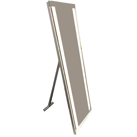 Afina Illume Collection Rectangle Floor Standing Tilt Dressing Mirror w/ Backlit LED Lighting, 22'' W x 1-3/4'' D x 66'' H