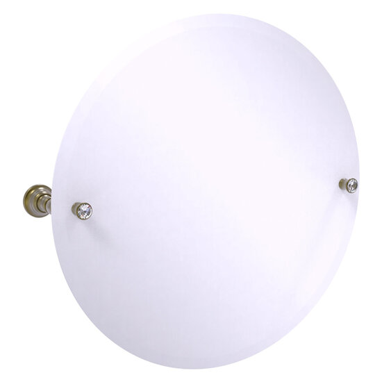 Allied Brass Carolina Crystal Collection Frameless Round Tilt Mirror with Beveled Edge in Antique Brass