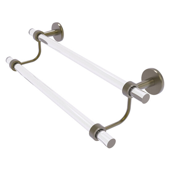 Allied Brass Clearview Collection 18'' Double Towel Bar with Smooth Accents in Antique Brass