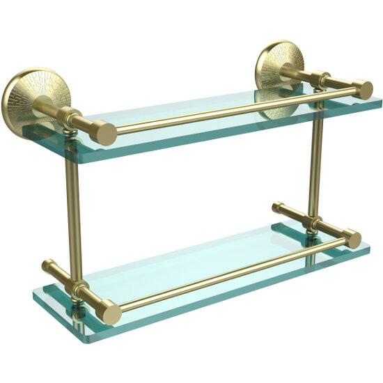 Monte Carlo Collection Wall Mounted 16''W or 22''W Double Glass Shelf with  Towel Bar in Multiple Finishes by Allied Brass | KitchenSource.com