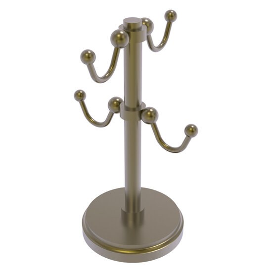 Allied Brass Assorted Free Standing Collection Countertop 4 Coffee Mug Holder with Smooth Accents in Antique Brass