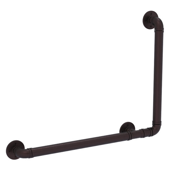 Allied Brass Pipeline Collection 12'' x 18'' Right Hand 90 Degrees Grab Bar in Antique Bronze