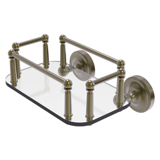 Allied Brass Prestige Regal Collection Wall Mounted Glass Guest Towel Tray in Antique Brass