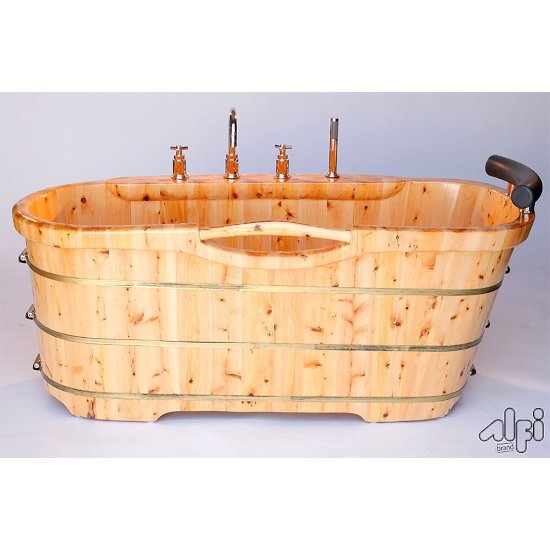 61" Cedar Bathtub w/ Chrome Tub Filler