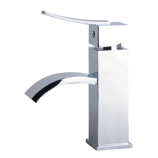Alfi brand Polished Chrome Square Body Curved Spout Single Lever Bathroom Faucet
