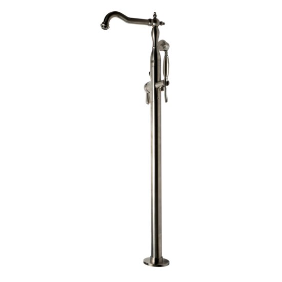 ALFI brand Free Standing Floor Mounted Bath Tub Filler in Brushed Nickel, Faucet Height: 44-3/4" H, Spout Reach: 9" D, Spout Height: 39-3/8" H