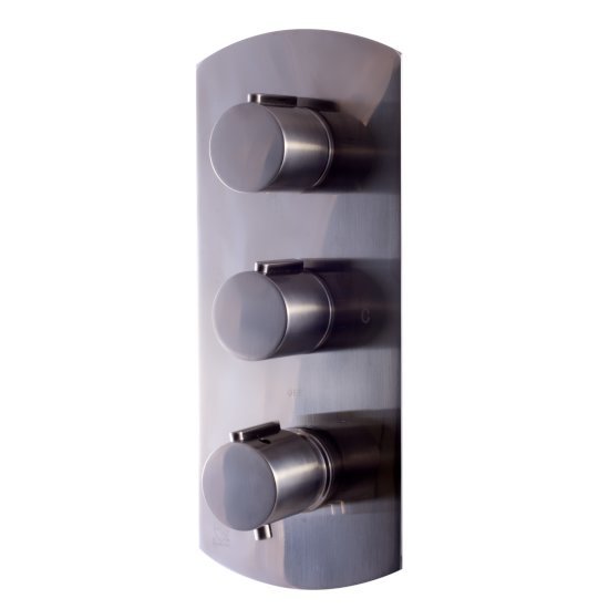 Alfi brand Brushed Nickel Round 2 Way Thermostatic Shower Mixer, 5-5/16" W x 12-1/2" D x 3" H
