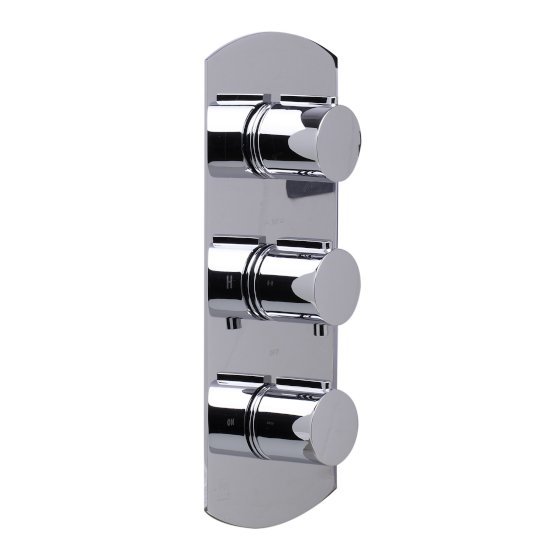 Concealed 3-Way Thermostatic Valve Shower Mixer Round Knobs 5-3/8 