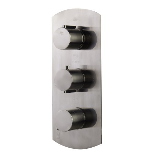 Alfi brand Brushed Nickel Concealed 4-Way Thermostatic Valve Shower Mixer /w Round Knobs, 12-1/2" W x 5-1/4" D x 2" H