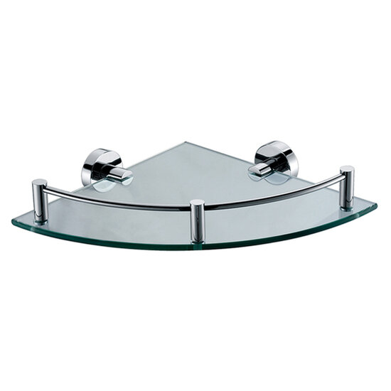 Alfi brand Polished Chrome Corner Mounted Glass Shower Shelf Bathroom Accessory, 12-3/4" W x 9-7/8" D x 3-1/2" H