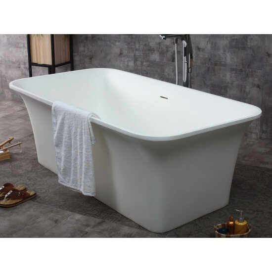 Alfi brand Rectangular Solid Surface Smooth Resin Soaking Bathtub