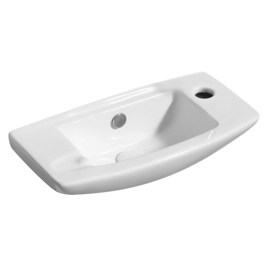 20'' Small Wall Mounted White Ceramic Sink with Faucet Hole Measuring ...