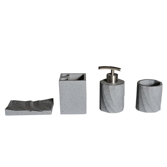 ALFI brand ABCO1019 4 Piece Solid Concrete Gray Matte Bathroom Accessory Set, 5" W x 3-1/4" D x 3/4" H