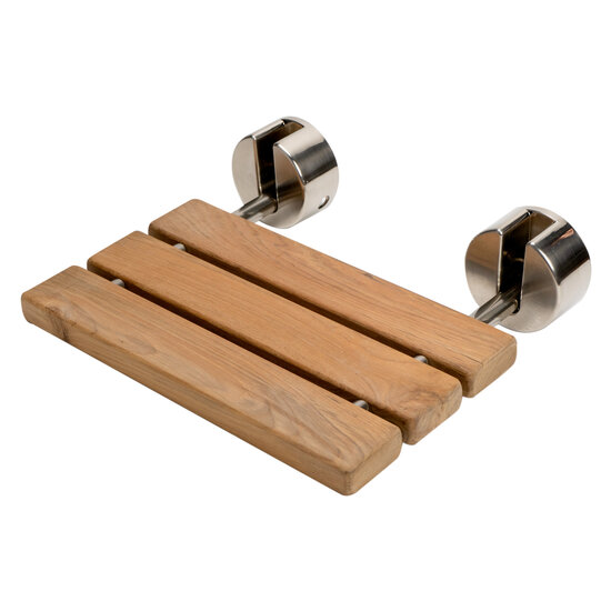 ALFI brand Teak Seat w/ Nickel Round Brackets