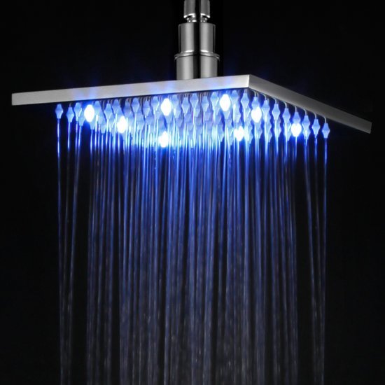 Brushed Nickel 8" LED Rain Shower Head