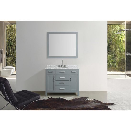 Belmont Dcor Hampton 43" Single Oval Sink Vanity Set in Grey, Includes: Vanity Base, Countertop, Sink and Mirror