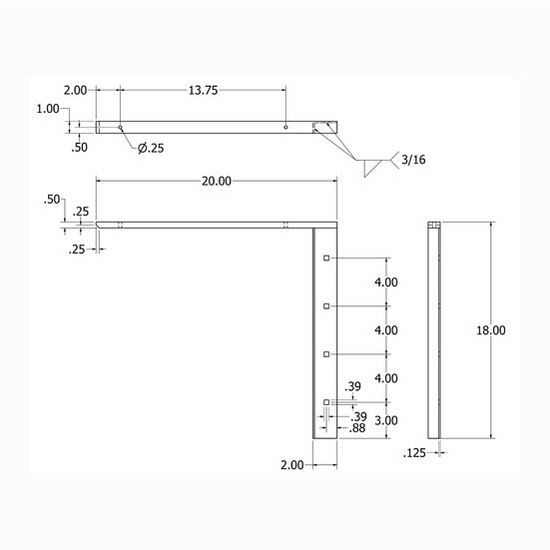 Imported Concealed Flat Bracket (1.0 Version) with 9'' to 18'' Support ...