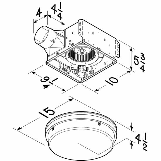 exhaust fan for bathroom dimensions