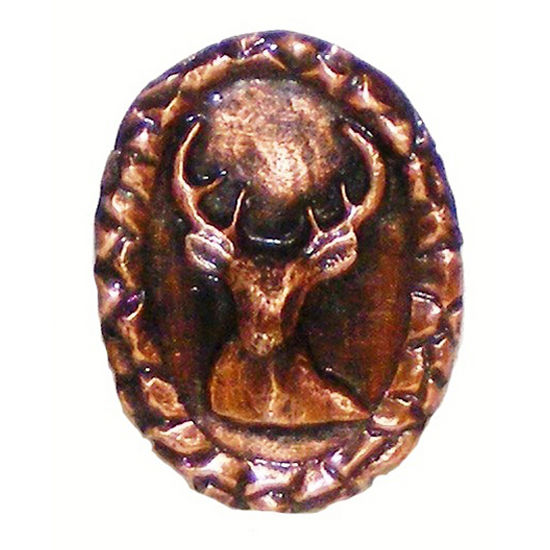 Buck Snort Wildlife Collection 1-5/8'' Diameter Small Whitetail Oval Cabinet Knob in Antique Brass in Multiple Finishes