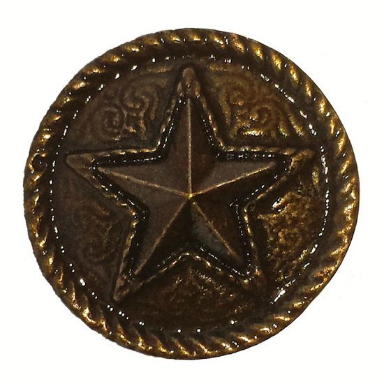 Buck Snort Southwest Collection 1-1/4'' Diameter Barn Star Round Cabinet Knob in Antique Brass in Multiple Finishes