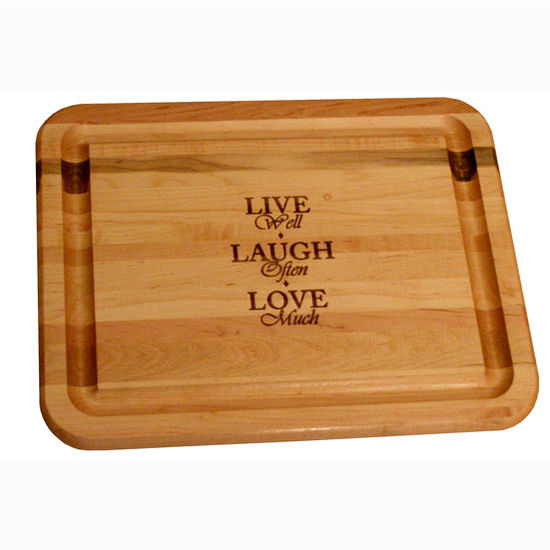 Catskill Craftsmen Live, Laugh, Love Flat Grain Reversible Cutting Board with Juice Groove in Oiled Finish, 19" W x 15" D x 1" H