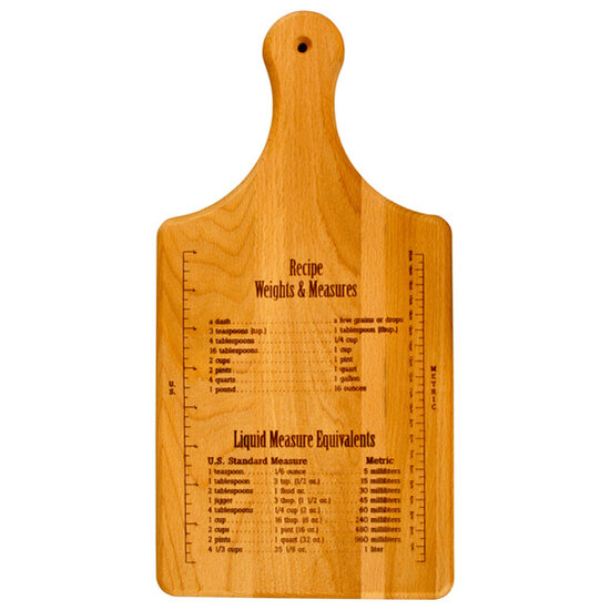 Catskill Craftsmen 7'' x 14'' Reversible Recipe Weights & Measures Paddle, Flat Grain, Oiled Finish, Single Board, 7'' Reversible Paddle Board