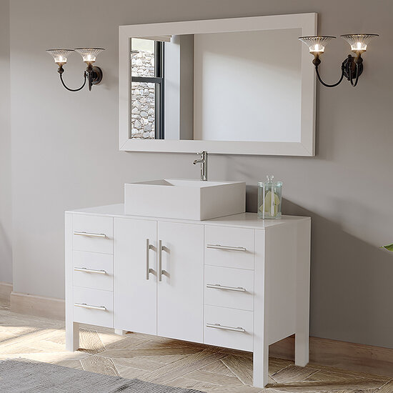 48'' Wide Bathroom Vanity Set with White Porcelain Countertop with ...