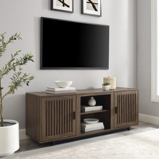 Crosley Furniture Silas 58" Low Profile Tv Stand In Walnut