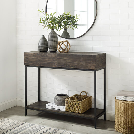 Crosley Furniture  Jacobsen Console Table In Brown Ash, 42'' W x 14'' D x 34-1/2'' H
