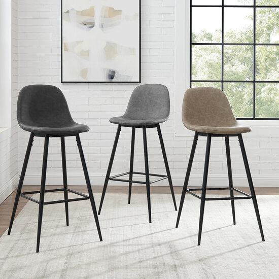 2 Piece Weston Bar Stool Set in Distressed Black Finish Measuring 19 ...