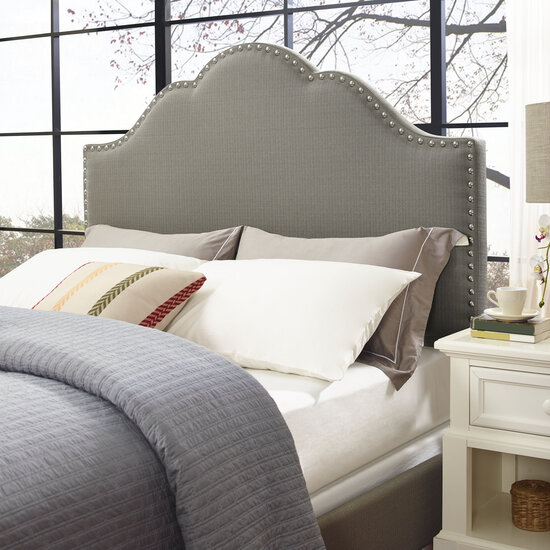Crosley Furniture  Preston Upholstered Full/Queen Headboard In Shadow Gray, 64'' W x 4'' D x 58'' H