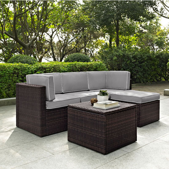 Crosley Furniture Tribeca 4 Piece Outdoor Wicker Seating Set With Sand  Cushions - Loveseat, 2 Arm Chairs, And Coffee Table