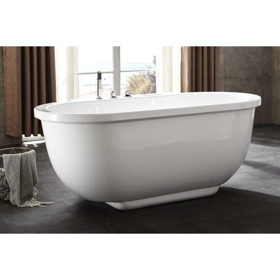 EAGO 6 Feet Acrylic Whirlpool Bathtub with Fixtures in White, 70-7/8" W x 37-3/8" D x 27-1/2" H