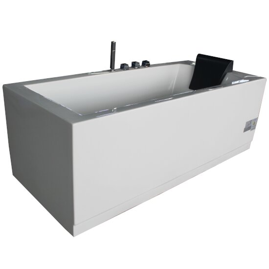 EAGO 5 Feet Acrylic Rectangular Whirlpool Bathtub with Fixtures in White, 59" W x 32-1/2" D x 33-7/8" H