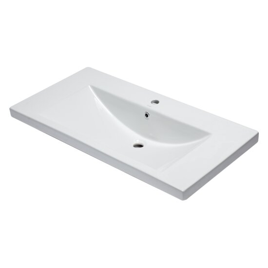 EAGO Ceramic 40" x 19" Rectangular Drop In Sink in White, 39-3/8" W x 18-7/8" D x 7-7/8" H