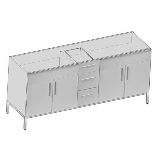 Empire Daytona 72" Vanity for 7322 Double Cut-Out Stone Countertops with 4 Doors & 3 Drawers