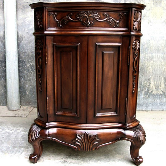 Empire Lido Collection Vanity with Hand-Carved Alder Frame and Brass Hardware 24" W, Dark Finish