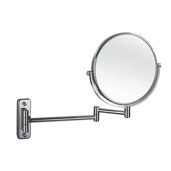 Empire Wall Mount Round 360° Swivel Cosmetic Mirror 8" Diameter with Extending Arm, 5X Magnification in Polished Chrome