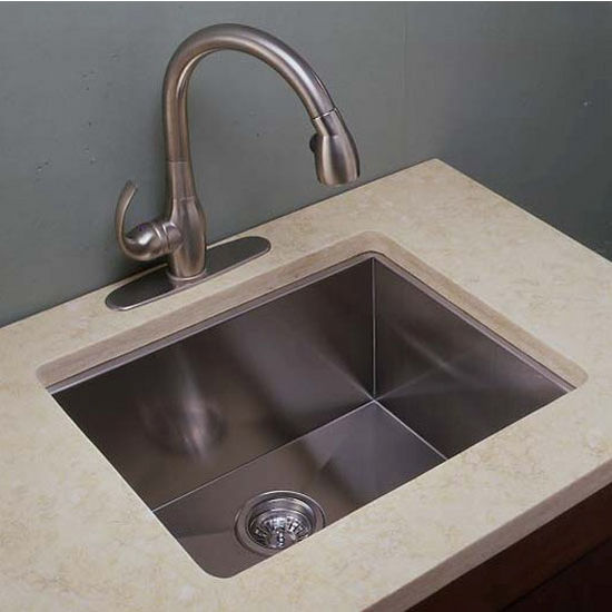 Empire 10mm (3/8'') Radius 16 Gauge Commercial Grade Single Undermount Sink in Satin Stainless Steel, 22'' W x 18'' D x 10'' H