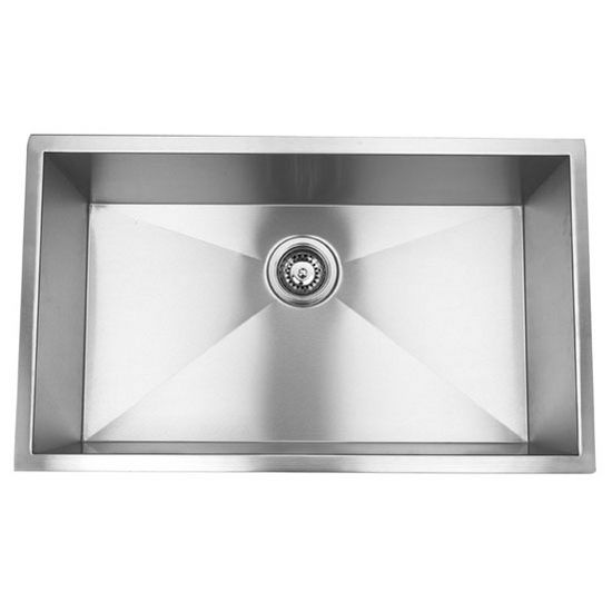 Empire 10mm (3/8'') Radius 16 Gauge Commercial Grade Single Undermount Sink in Satin Stainless Steel, 32'' W x 19'' D x 10'' H