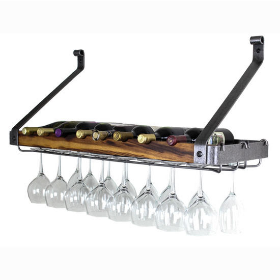 Signature Collection Single Wine Rack with Tigerwood in Hammered Steel ...