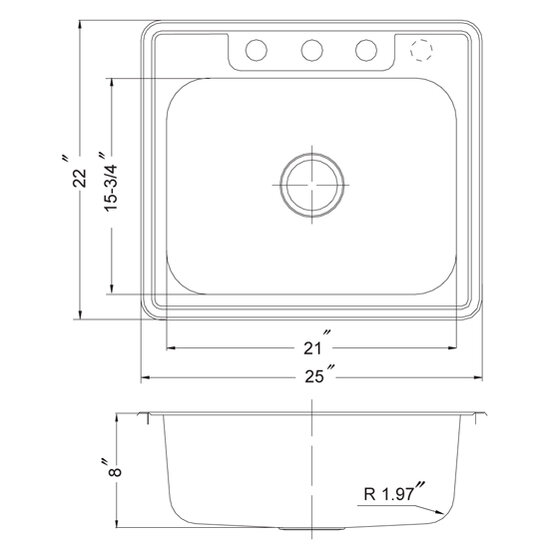 Glowtone Series Stainless Steel Topmount Kitchen Single Bowl