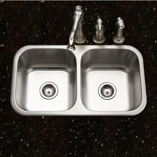 Houzer Belleo Series 50/50 Topmount Double Bowl Kitchen Sink with Beveled Edge in Stainless Steel, 31-1/2" W x 17-15/16" D, 9" Bowl Depth