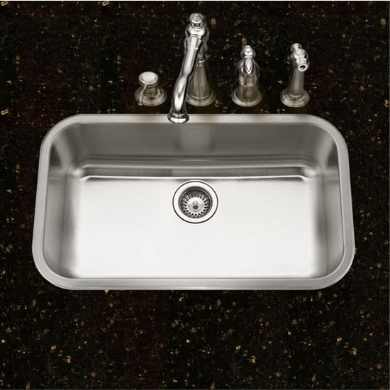Houzer Belleo Series Topmount Large Single Bowl Kitchen Sink with Beveled Edge in Stainless Steel, 32-3/8" W x 18-7/8" D, 9" Bowl Depth