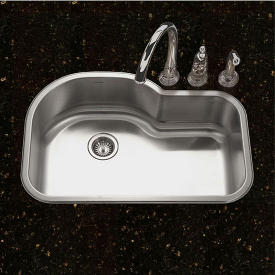 Houzer Belleo Series Topmount Offset Single Bowl Kitchen Sink with Beveled Edge in Stainless Steel, 31-1/2" W x 21" D, 9" Bowl Depth