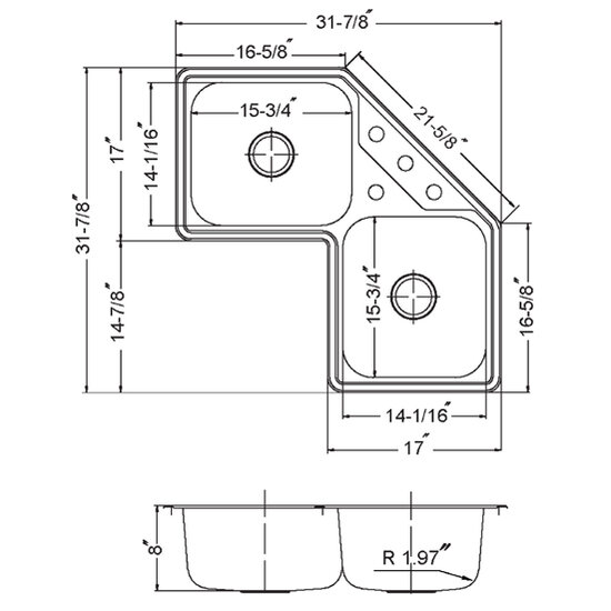 Legend Series Topmount Corner Sink, Dobule Bowl l Kitchen Sink by ...